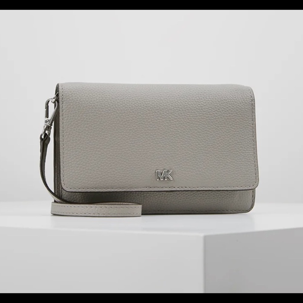 michael kors leather phone crossbody bag grey